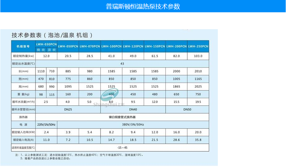 普瑞斯顿恒温热泵/泳池加热设备(图4)